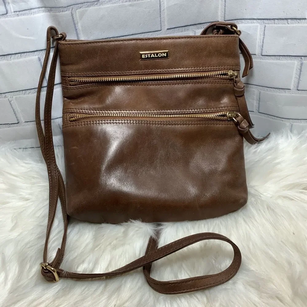 Estalon Brown Leather Crossbody Bag‎